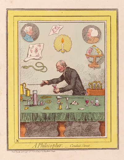 哲学者：コンジットストリート、パブ。 1796年（手描きの彫刻） 作： James Gillray