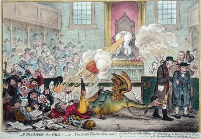 ハンナ・ハンフリーが1807年に出版した「The terrible effects of provoking a red-hot shot from the Broad Bottom