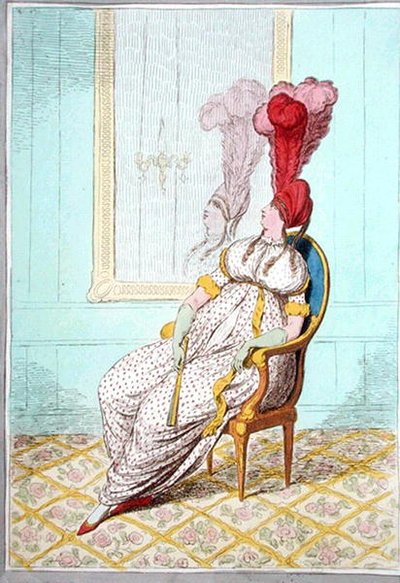 ハンナ・ハンフリーが1795年に出版した「A Portrait of Modern Elegance」（手彩色の銅版画） 作： James Gillray