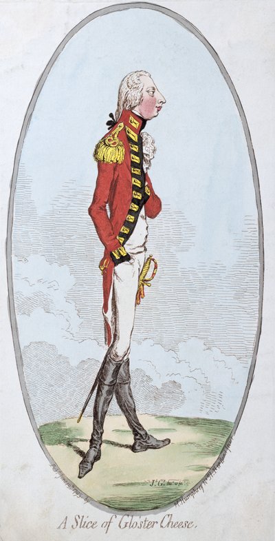 グロスターチーズのスライス、1795年にハンナハンフリーによって発行された（手描きのエッチング） 作： James Gillray