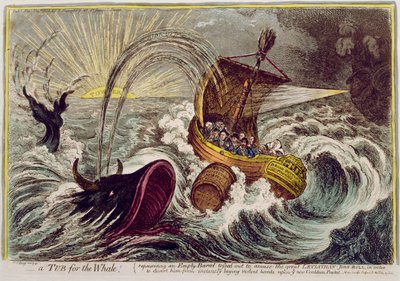 クジラの浴槽！ 1806年にハンナハンフリーによって発行された（手描きのエッチング） 作： James Gillray