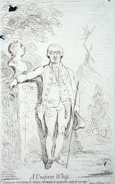 ハンナ・ハンフリーが1791年に出版した「A Uniform Whig」（エッチング） 作： James Gillray