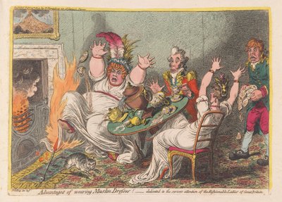 モスリン・ドレスを着ることの利点！」、パブ。1802年（手彩色のエングレービング 作： James Gillray