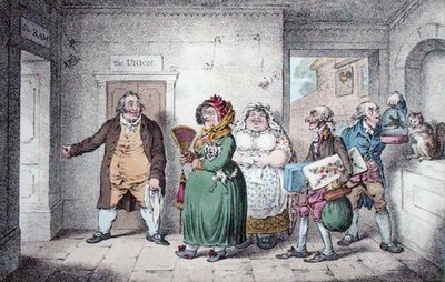 An Old Maid on a Journey」（デザイン：Brownlow North、出版：Hannah Humphrey 作： James Gillray