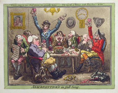 Anacreontick&39;s in Full Song、Hannah Humphreyによって1801年に公開（エッチング、アクアチントとトイレでの彫刻） 作： James Gillray