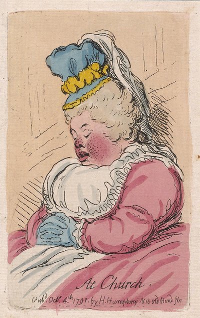 教会で、パブ。 1791年（手描きの彫刻） 作： James Gillray
