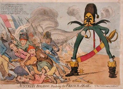 ハンナ・ハンフリーが1795年に出版した「フランス軍を葬ったオーストリアのバガブー」（手彩色のエッチング） 作： James Gillray