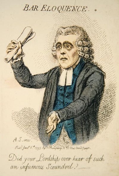 ハンナ・ハンフリーが1795年に出版した『Bar Eloquence』（手彩色のエングレービング）（191281のディテール） 作： James Gillray