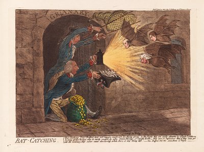 バットキャッチ、パブ。 1803（手描きの彫刻） 作： James Gillray
