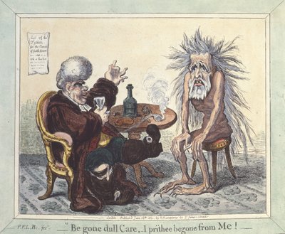 「BegoneDullCare、I Prithee Begone From Me」、1801年 作： James Gillray