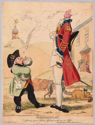 ボンバルディア人、国務省とパブのオフィスで協議。 1779（手描きの彫刻） 作： James Gillray