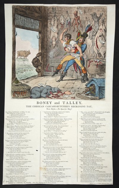 ボニーとタリー、コルシカの死体-肉屋の計算日-四半期なし！、pb。 1803（手描きの彫刻） 作： James Gillray