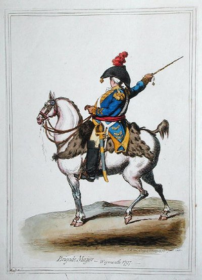 ハンナ・ハンフリーが1797年に出版した「Brigade Major」（手彩色のエッチング） 作： James Gillray