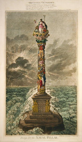 ブリタニア・ビクトリアス、海軍の柱のデザイン、ハンナ・ハンフリー社刊 作： James Gillray