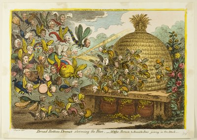 巣を襲うブロードボトムのドローン 作： James Gillray