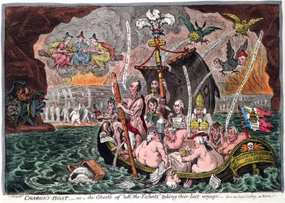 カロンボート、または1807年に最後の航海をするすべての才能の幽霊 作： James Gillray