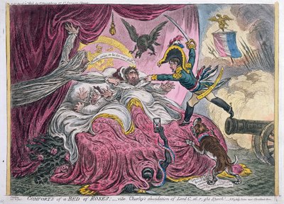バラのベッドの快適さ、1806年にハンナハンフリーによって公開された（アクアチントを使った手描きのエッチング） 作： James Gillray