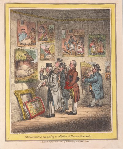 パブ、ジョージモーランズのコレクションを調査する鑑定家。 1807（手描きの彫刻） 作： James Gillray