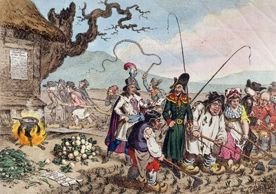 フランス侵攻成功の結果、あるいは我々はイギリス人共和党員に仕事を教える 作： James Gillray