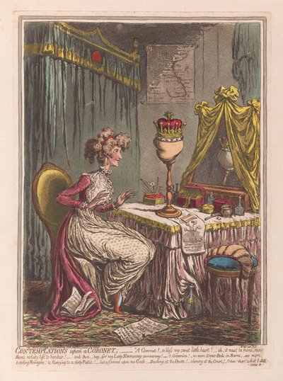 コロネット、パブの熟考。 1807（手描きの彫刻） 作： James Gillray