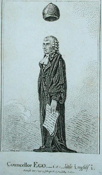 1798年にJ.ライトが出版した「カウンセラー・エゴ - i.e. little i myself i」(エッチング) 作： James Gillray