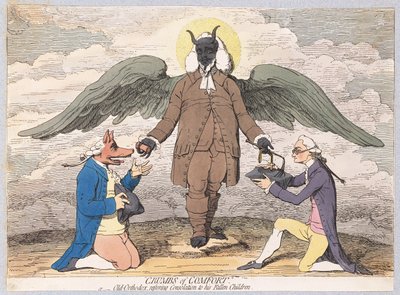 慰めの粉、または彼の堕落した子供、パブに慰めを回復する古い正統派。 1782（手描きの彫刻） 作： James Gillray