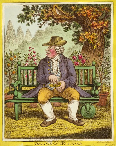 デリシャスウェザー、ハンナハンフリー発行、1808年 作： James Gillray