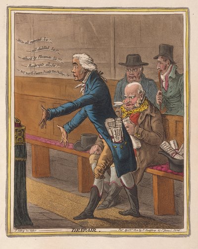 絶望、パブ。 1802（手描きの彫刻） 作： James Gillray
