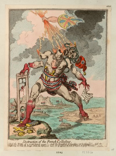 フランスの巨像の破壊、1798 年。 作： James Gillray