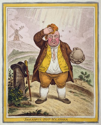 恐ろしい猛暑、1808年にハンナハンフリーによって発行された（手描きのエッチング） 作： James Gillray