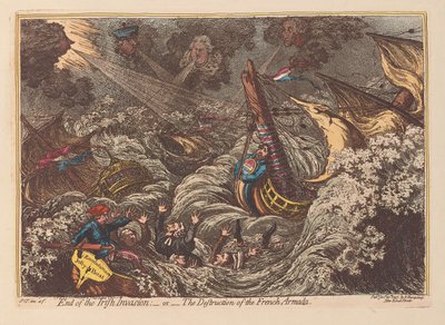 アイルランドの侵略の終わり、またはフランス艦隊の破壊、パブ。 1797年（手描きの彫刻） 作： James Gillray
