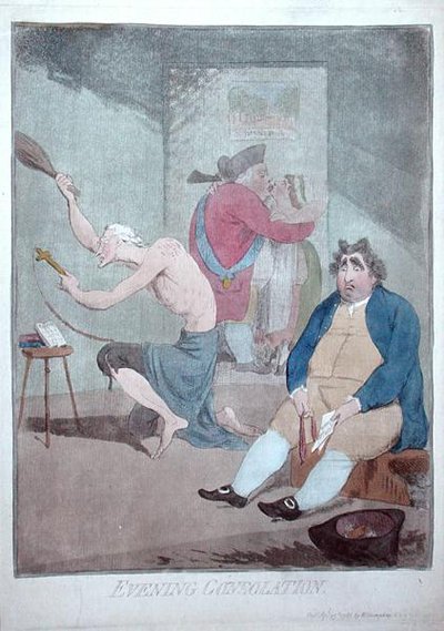 ウィリアム・ハンフリーが1785年に出版した「Evening Consolation」（手彩色の銅版画） 作： James Gillray