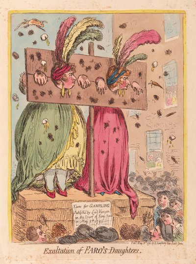 ファロスの娘、パブの高揚。 1796年（手描きの彫刻） 作： James Gillray