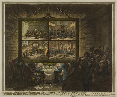 愛国心に影響を与える民主的な透明性の展示 作： James Gillray