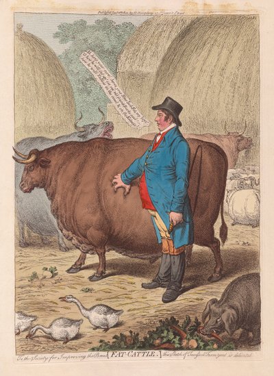 太った牛、パブ。 1802（手描きの彫刻） 作： James Gillray