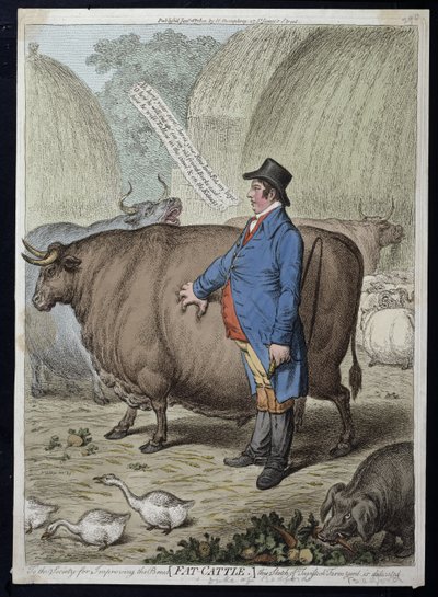 太った牛、ハンナハンフリーによって1802年に公開（手描きのエッチング） 作： James Gillray