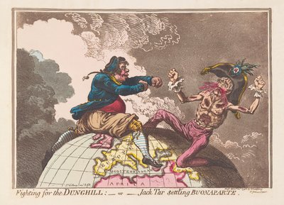 ダンヒルまたはジャックタールがブナパルトに住むために戦う、パブ。 1798（手描きの彫刻） 作： James Gillray