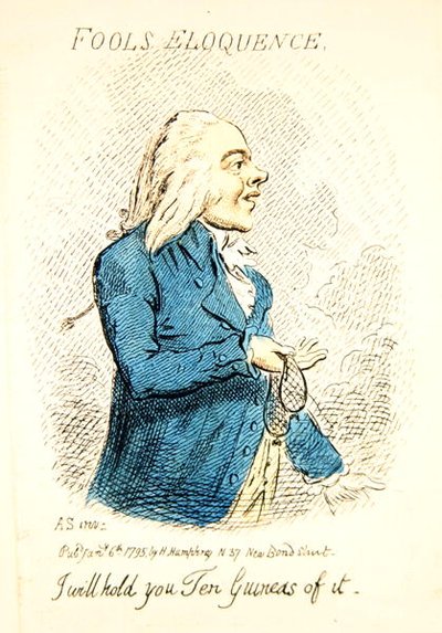 ハンナ・ハンフリーが1795年に出版した『Fools Eloquence』（手彩色のエングレービング）（191281のディテール） 作： James Gillray