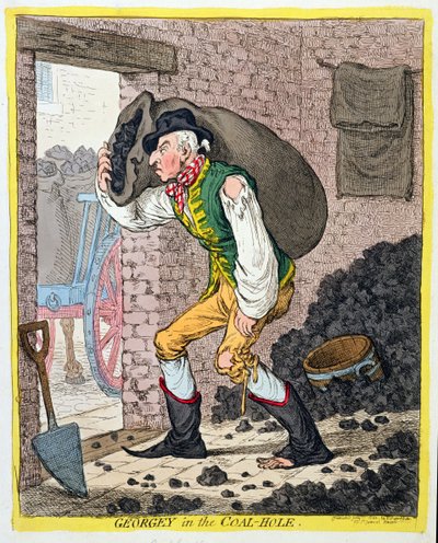 ジョージ・オブ・ザ・コール・ホール、1801年にハンナ・ハンフリーによって出版された（手描きのエッチング） 作： James Gillray