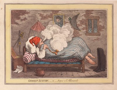 German Luxury or Repos a LAllemande、pub。 1800（手描きの彫刻） 作： James Gillray