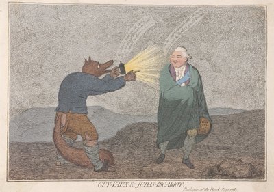 Guy-Vaux and Judas-Iscariot、パブ。 1782（手描きの彫刻） 作： James Gillray