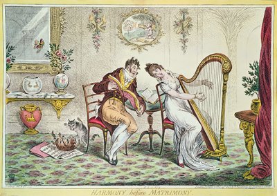 結婚前のハーモニー、1805年（カラー彫刻） 作： James Gillray