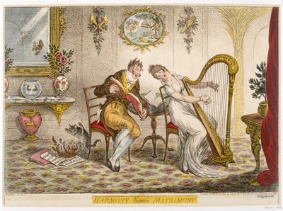 「結婚前の調和」、1805年発行 作： James Gillray