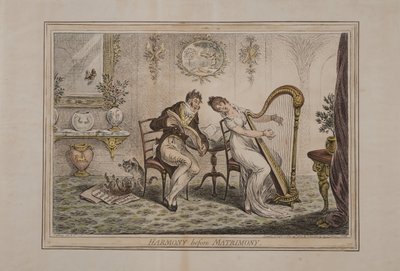 結婚前の調和、ハンナハンフリー発行、1805年（手描きのエッチング） 作： James Gillray