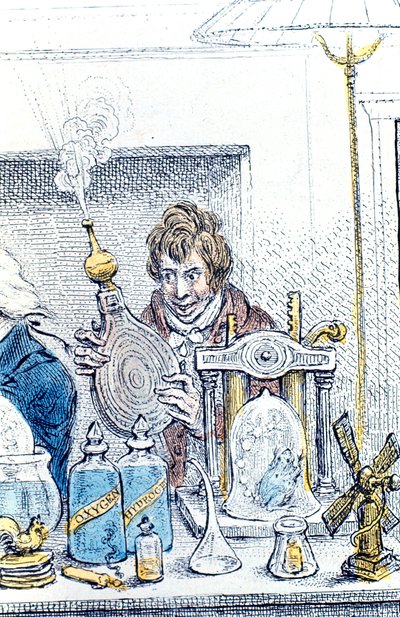 ハンフリーデービー、イギリスの化学者および発明家、1802年 作： James Gillray