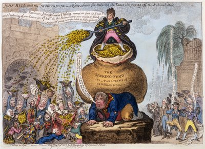 John Bull and the Sinking Fund-税金を削減するためのささやかな計画と、国家債務の支払い。 Hハンフリー、ロンドン、1807（手塗りの彫刻） 作： James Gillray