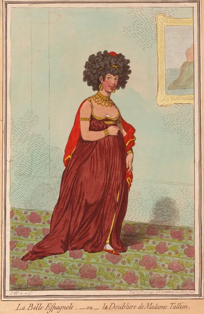 La Belle Espagnole ou la Doublure de Madame Tallien、pub 1796（hand color engraving） 作： James Gillray