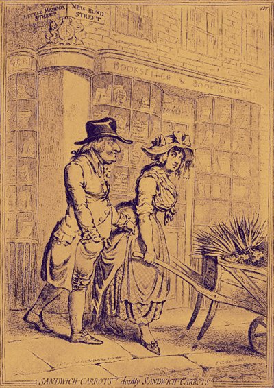 花売りに注意を払うサンドイッチ 作： James Gillray