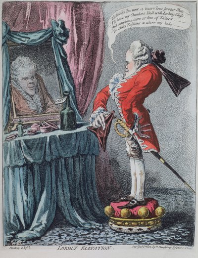 Lordly Elevation、パブ。ハンナ・ハンフリー、1802 作： James Gillray