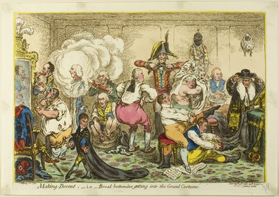 グランドコスチュームに身を包むブロードボトムたち 作： James Gillray